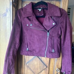 Silence + Noise Wine Red Suede Jacket